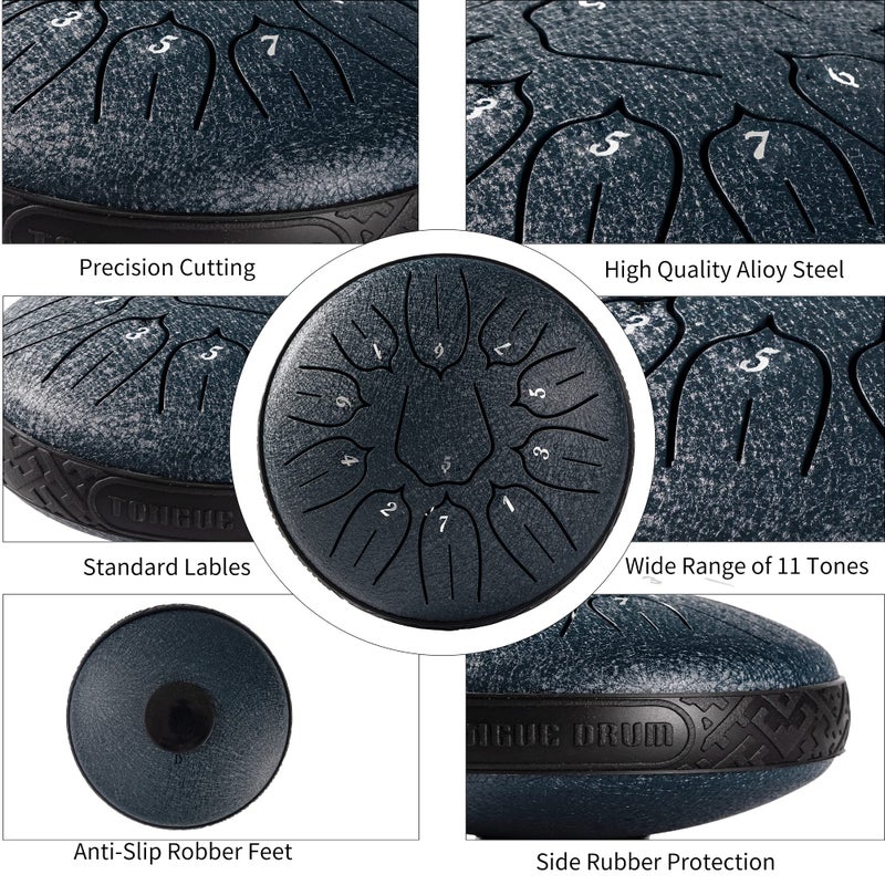 harmuhos Steel Tongue Drum 11 Note 6 Inches D-Key Tank Drum Handpan Drum Percussion Instrument for Meditation Entertainment Musical Education Concert Mind Healing Yoga - Image 3
