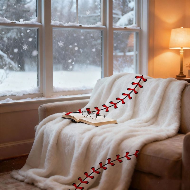 Soft Flannel Baseball Themed Blanket Geometric Pattern Mixed Colors All Season Cozy Throw for Sofa TV 90 x 60 Inch 230 x 150 cm Modern Home Decor - Image 1