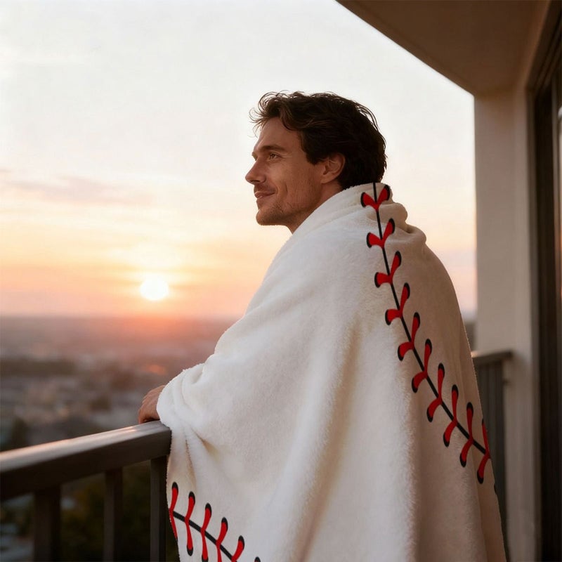 Soft Flannel Baseball Themed Blanket Geometric Pattern Mixed Colors All Season Cozy Throw for Sofa TV 90 x 60 Inch 230 x 150 cm Modern Home Decor - Image 5