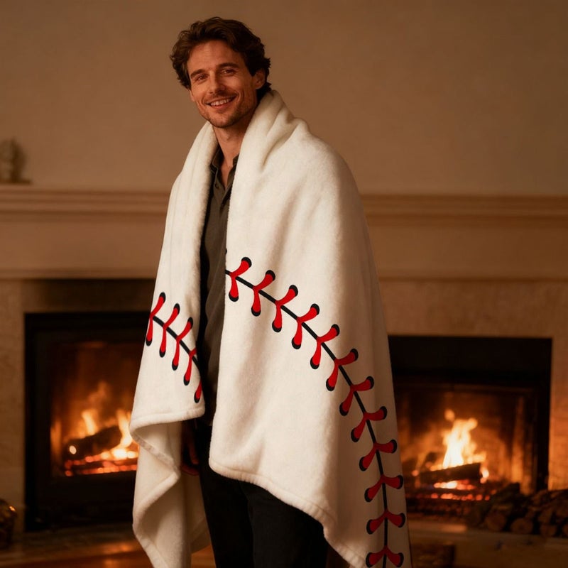 Soft Flannel Baseball Themed Blanket Geometric Pattern Mixed Colors All Season Cozy Throw for Sofa TV 90 x 60 Inch 230 x 150 cm Modern Home Decor - Image 4