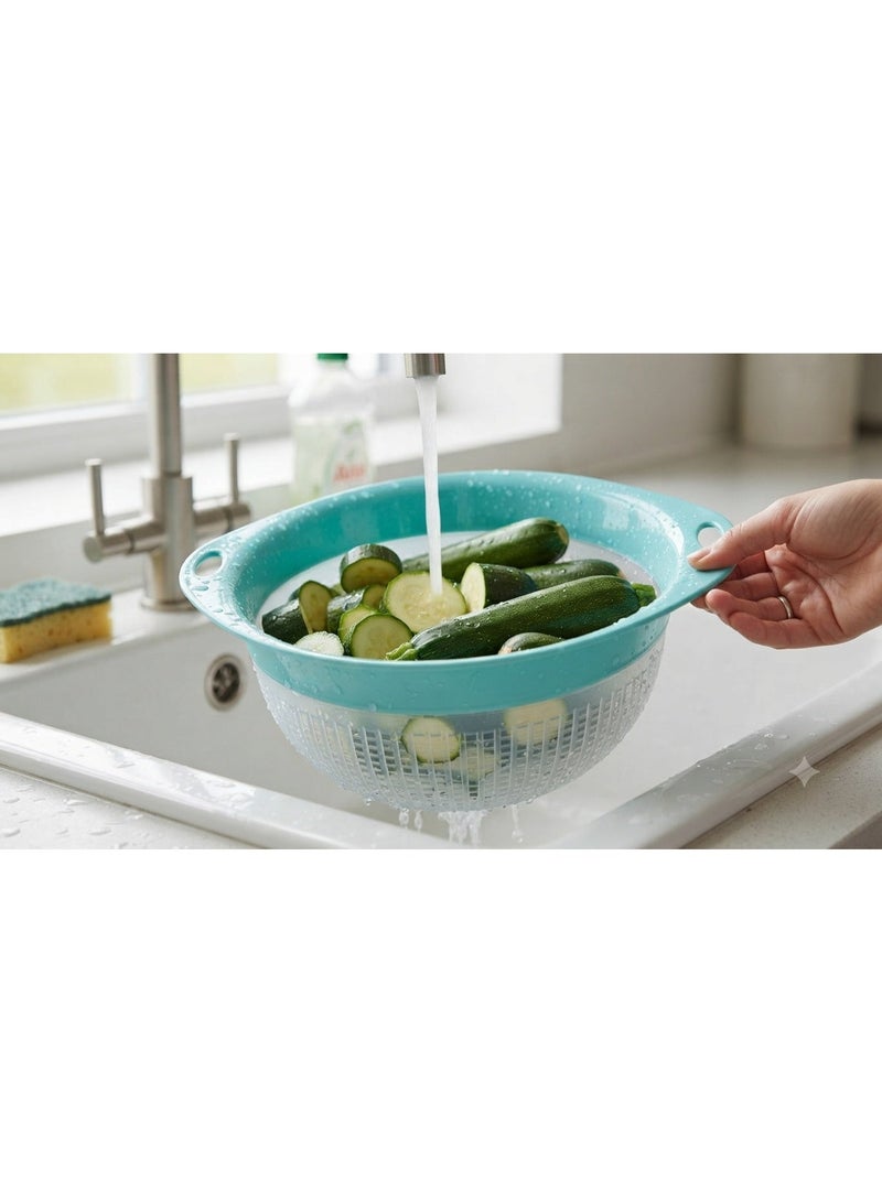 Titiz Practical Kitchen Colander  - Durable Light Blue Design with Side Handles for Easy Use - Image 2