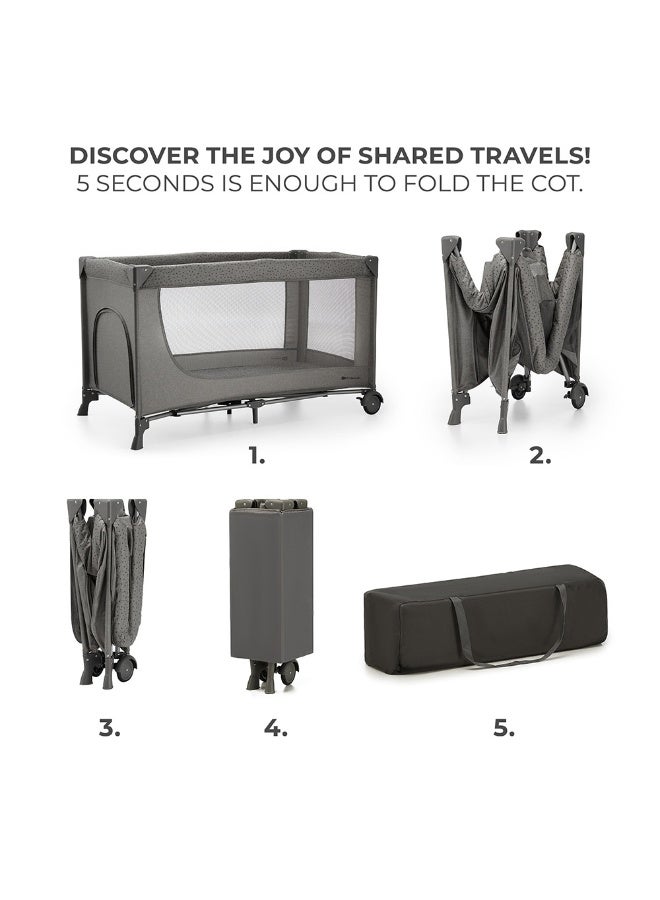 Kinderkraft JOY2 - 2-in-1 Travel Cot – Grey - Image 2