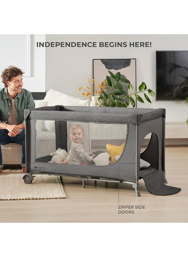 Kinderkraft JOY2 - 2-in-1 Travel Cot – Grey - Image 3