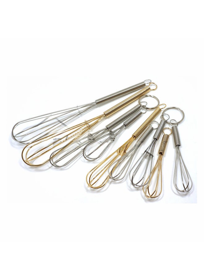 Generic - For Spring Egg Beater Egg Mixer Full Size Mini Keychain Manual Egg Beater Gold Silver-Color:Silver 9.2cm - Image 1