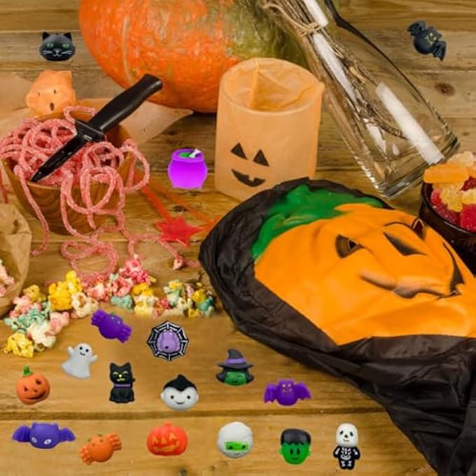 Cherislpy 24 Pcs Halloween Mochi Squishy Toys with Gift Box Mini Kawaii Mochi Squeeze Toy Stress Reliever Anxiety Packs for Kids Party Favors Halloween Miniatures Halloween Treat Bags Gifts - Image 4