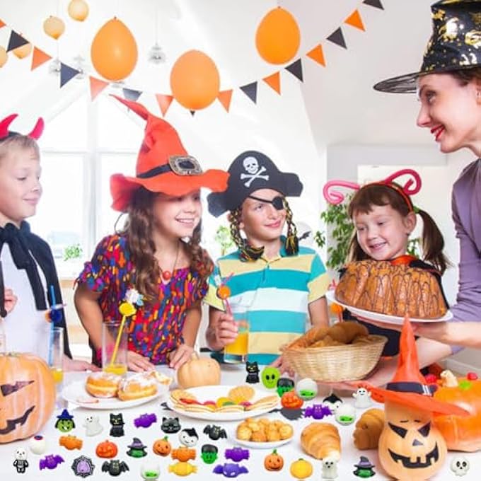 Cherislpy 24 Pcs Halloween Mochi Squishy Toys with Gift Box Mini Kawaii Mochi Squeeze Toy Stress Reliever Anxiety Packs for Kids Party Favors Halloween Miniatures Halloween Treat Bags Gifts - Image 5