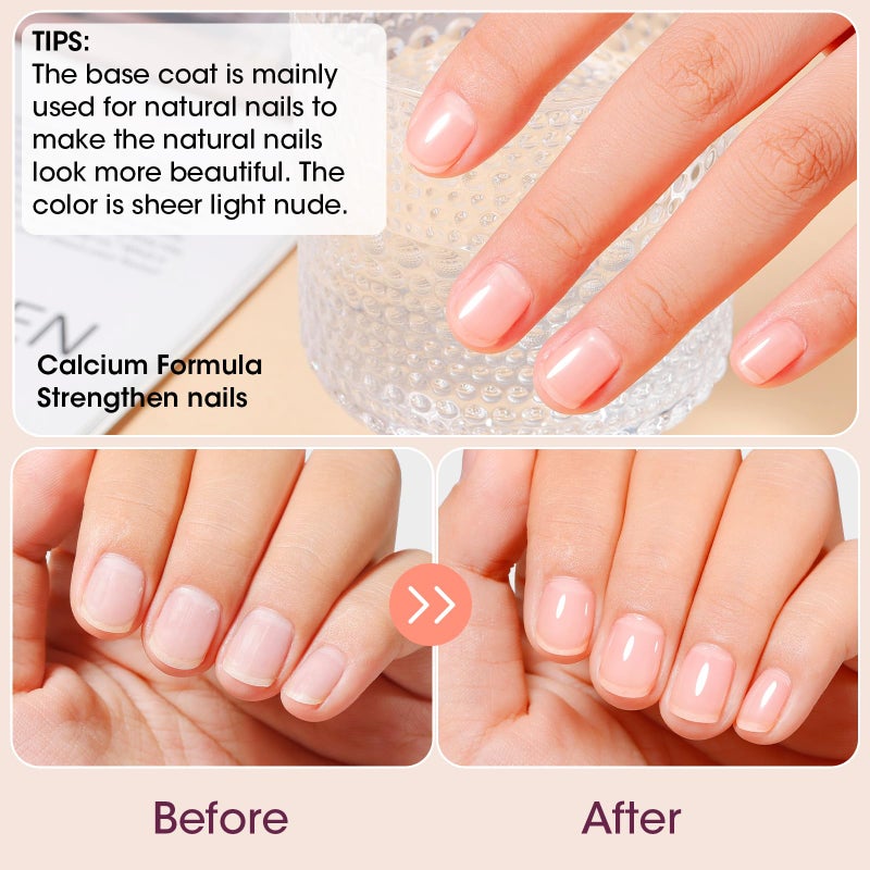 GELLEN Clear Nail Polish Base Coat Sheer Nude, Quick Air Dry Calcium-Formula Regular Nail Polish Strengthens Nails, Enhances Natural Look, Anti-Yellowing, TPO & Hema Free, Non-toxic - Image 5