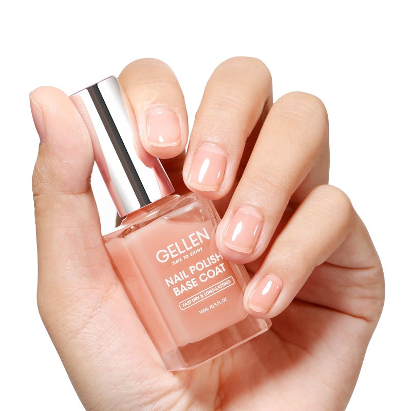 GELLEN Clear Nail Polish Base Coat Sheer Nude, Quick Air Dry Calcium-Formula Regular Nail Polish Strengthens Nails, Enhances Natural Look, Anti-Yellowing, TPO & Hema Free, Non-toxic - Image 1