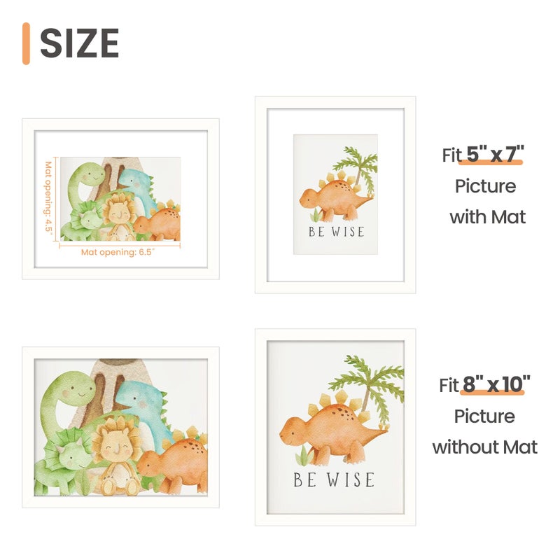 upsimples 8x10 Picture Frame, Display Pictures 5x7 with Mat or 8x10 Without Mat, Wall Hanging Photo Frame, White, 1 Pack - Image 3