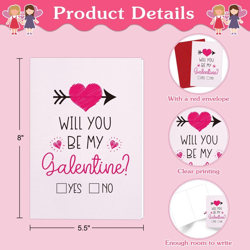 D4DREAM Happy Galentines Day Cards for Her Will You Be My Galentines Valentines Greeting Card for Friends Best Friend Pink Love Card Happy Galentines Gifts Card with Envelope for Friends Girl Women - Image 3