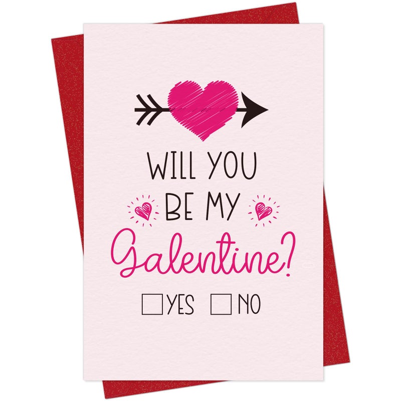 D4DREAM Happy Galentines Day Cards for Her Will You Be My Galentines Valentines Greeting Card for Friends Best Friend Pink Love Card Happy Galentines Gifts Card with Envelope for Friends Girl Women - Image 1