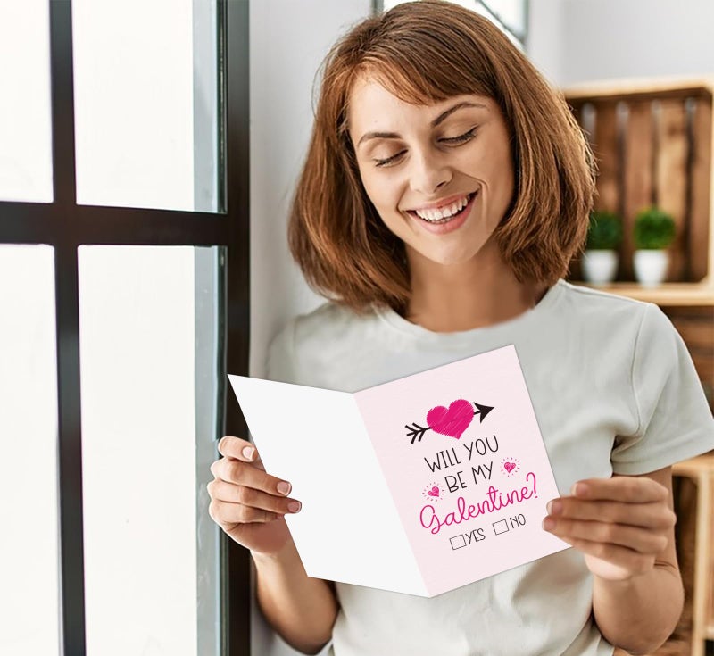 D4DREAM Happy Galentines Day Cards for Her Will You Be My Galentines Valentines Greeting Card for Friends Best Friend Pink Love Card Happy Galentines Gifts Card with Envelope for Friends Girl Women - Image 5
