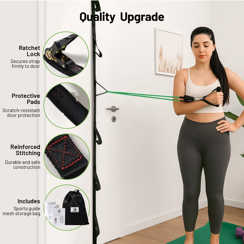 Slim Panda Door Anchor Strap for Resistance Bands, Door Exercise Equipment with Ratchet Adjust Tighten, Multi Point Anchor Gym Attachment, Portable Door Resistance Bands for Home Gym Workouts - Image 3