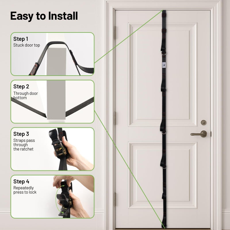 Slim Panda Door Anchor Strap for Resistance Bands, Door Exercise Equipment with Ratchet Adjust Tighten, Multi Point Anchor Gym Attachment, Portable Door Resistance Bands for Home Gym Workouts - Image 5