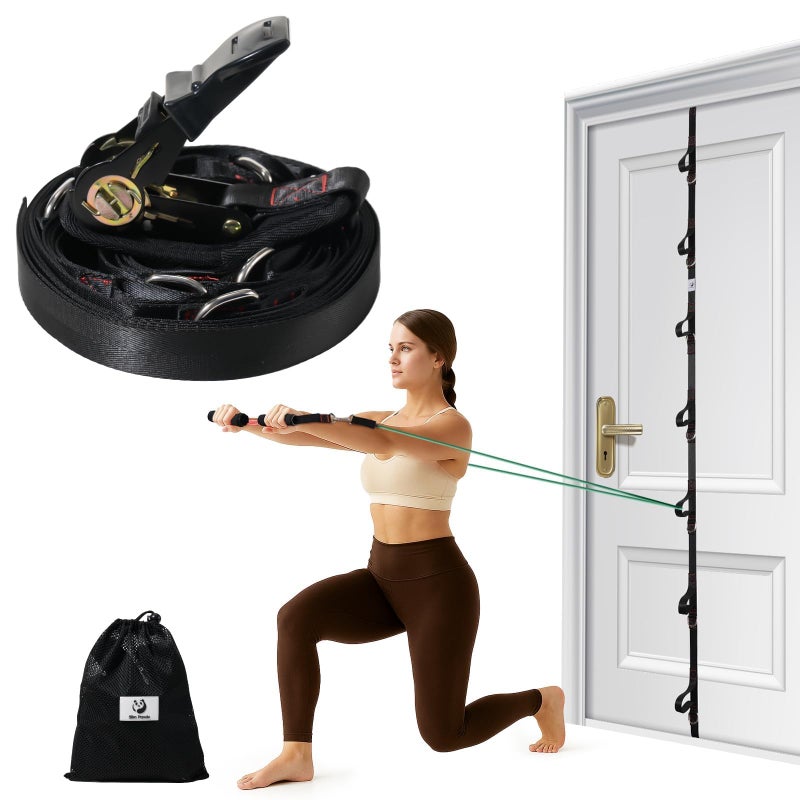 Slim Panda Door Anchor Strap for Resistance Bands, Door Exercise Equipment with Ratchet Adjust Tighten, Multi Point Anchor Gym Attachment, Portable Door Resistance Bands for Home Gym Workouts - Image 1