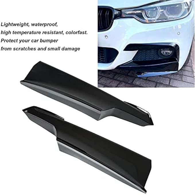 Ymiko Bumper Spoiler,1 Pair Car Front Bumper Lip Splitter Corner Guard for 3 Series F30 F31 F3 320i 328i 330i 335i 340i M Sport 2012-2019(Glossy Black) - Image 5