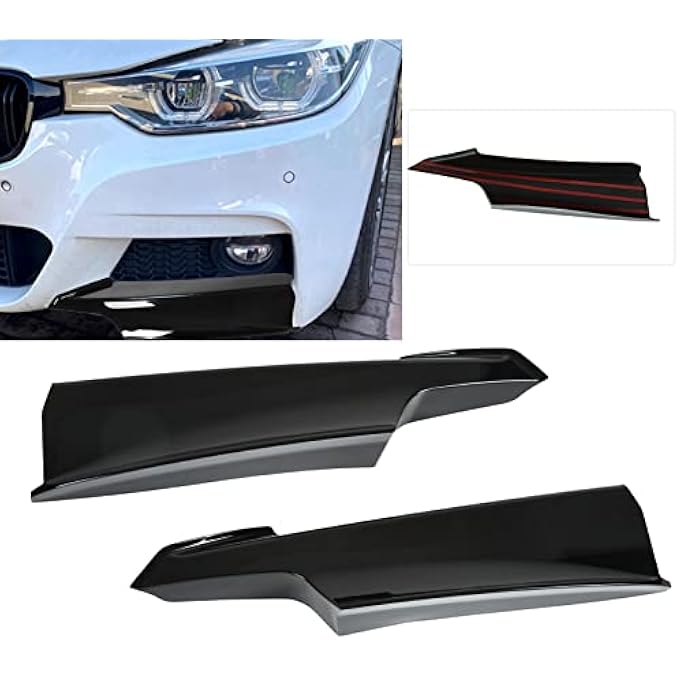 Ymiko Bumper Spoiler,1 Pair Car Front Bumper Lip Splitter Corner Guard for 3 Series F30 F31 F3 320i 328i 330i 335i 340i M Sport 2012-2019(Glossy Black) - Image 2