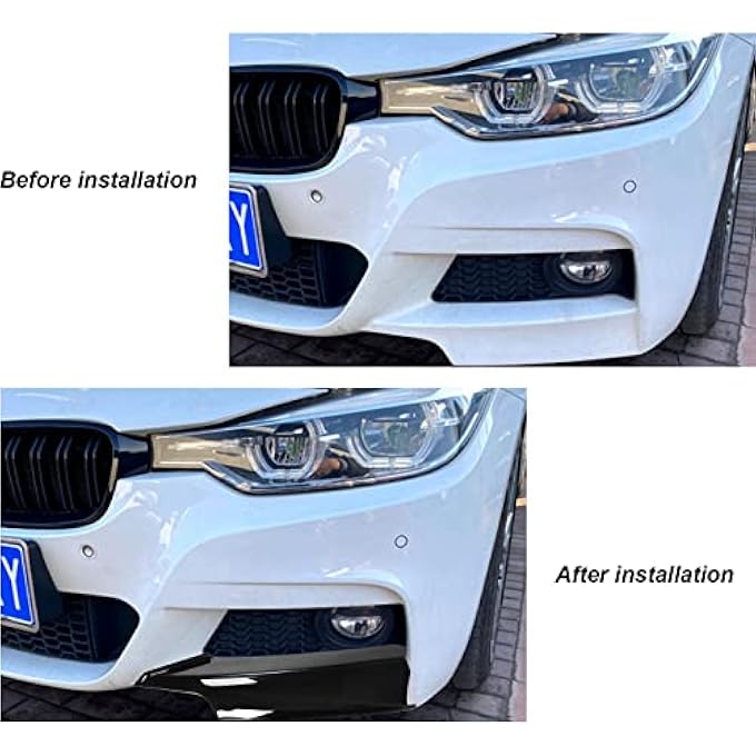 Ymiko Bumper Spoiler,1 Pair Car Front Bumper Lip Splitter Corner Guard for 3 Series F30 F31 F3 320i 328i 330i 335i 340i M Sport 2012-2019(Glossy Black) - Image 4