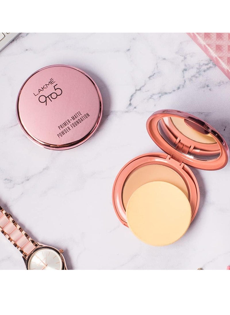 LAKME - 9 To 5 Primer + Matte Powder Foundation Compact, Ivory Cream, For Long Lasting Coverage, Concelas Fine Lines And Blemishes, 9 G - Image 1
