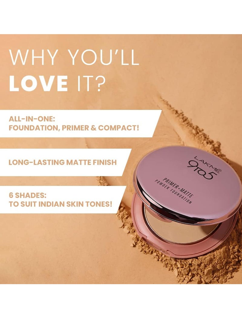 LAKME - 9 To 5 Primer + Matte Powder Foundation Compact, Ivory Cream, For Long Lasting Coverage, Concelas Fine Lines And Blemishes, 9 G - Image 1