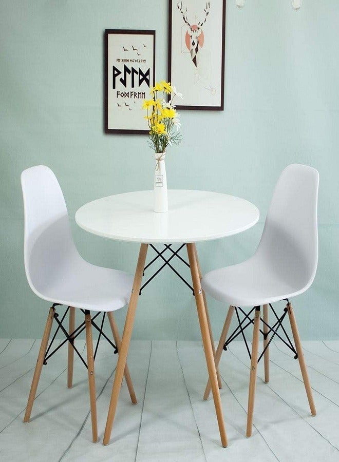 Generic Round dining table with two chairs in white  - Image 3