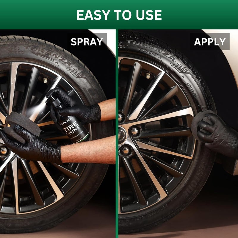 The Pro Stuff Tyre Shine - Satin Tyre Dressing for Deep Black Finish | No Sling, Quick Drying, Solvent-Free | Car Tyre Shine for Enthusiasts | 295 ml - Image 3