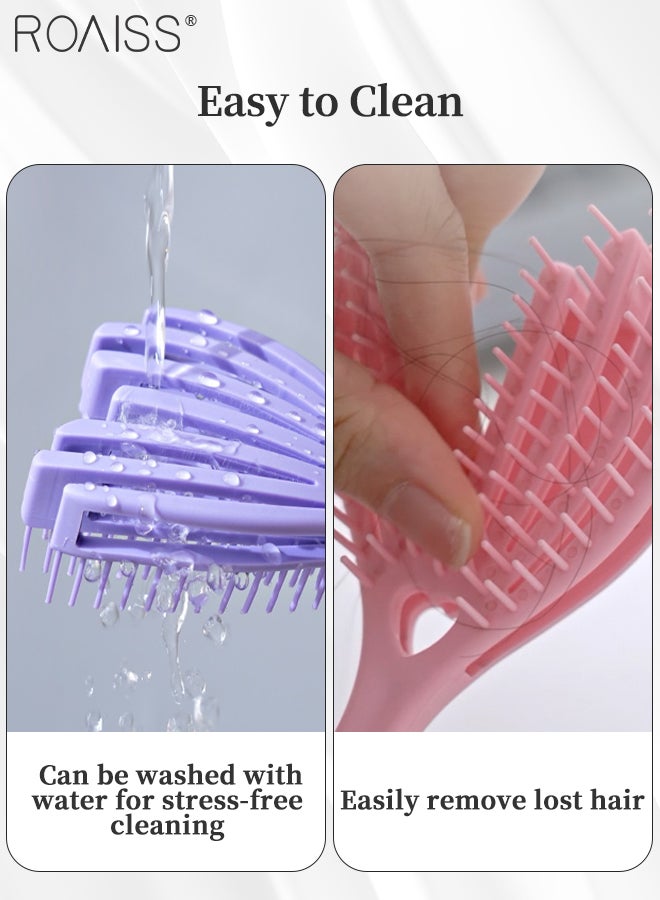 roaiss 3Pcs Massage Hair Brush Hair Comb, Elastic Hollow Hair Scalp Massage Comb Detangling Brush, Curled Ventilated Volumizing Comb, Curling Brush, Easy Styling, Built-in Mirrored Handle, Wet and Dry Use  - Image 5
