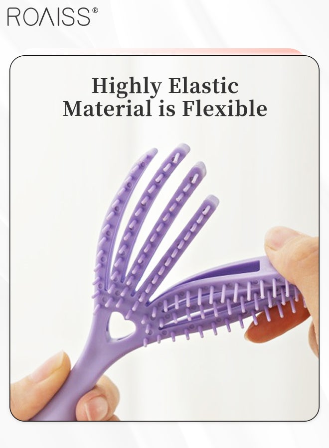roaiss 3Pcs Massage Hair Brush Hair Comb, Elastic Hollow Hair Scalp Massage Comb Detangling Brush, Curled Ventilated Volumizing Comb, Curling Brush, Easy Styling, Built-in Mirrored Handle, Wet and Dry Use  - Image 4