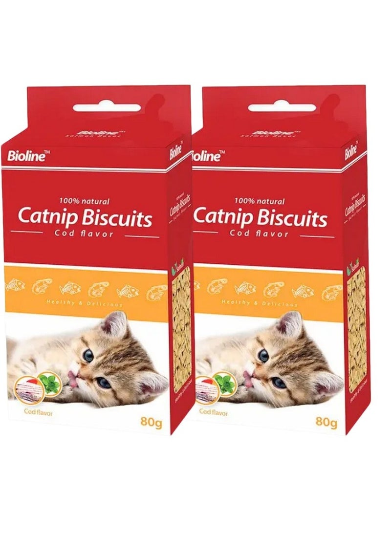 بايولاين بسكويت بيولاين كاتنيب بنكهة سمك القد للقطط 80 جرام (عبوة من قطعتين) - Image 1
