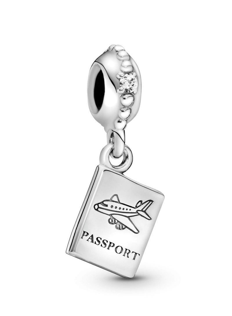 Pan Home Passport Travel Pendant Cubic Zirconia 925 Sterling Silver - Image 1