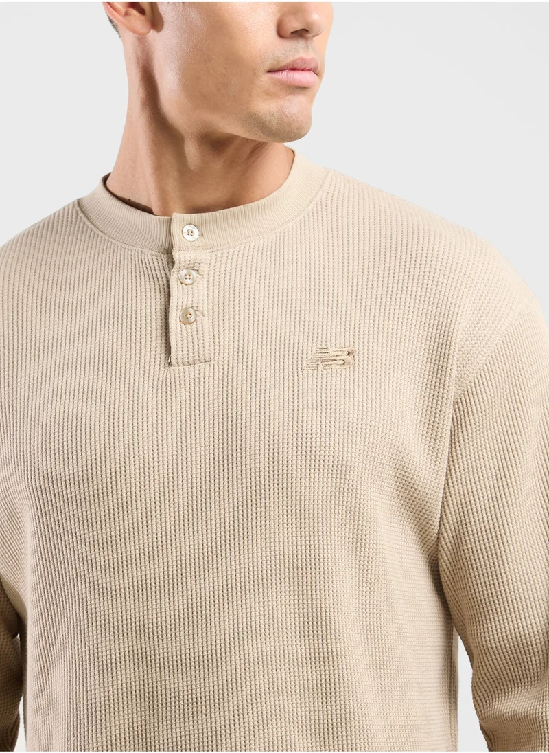 نيو بالانس Waffle Knit Long Sleeve Henley