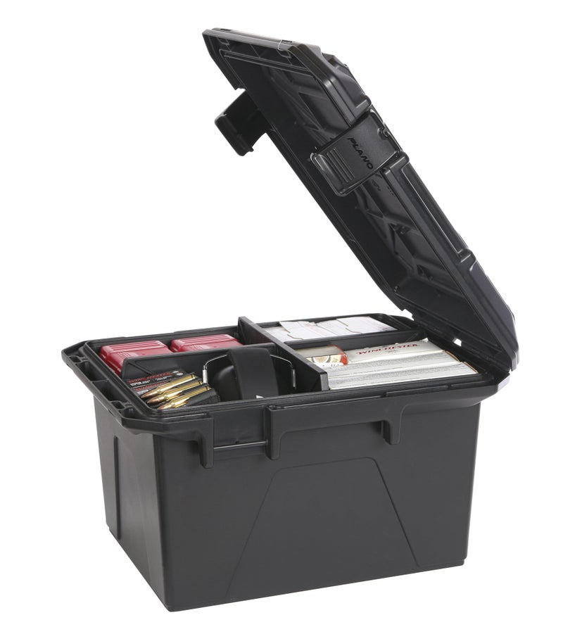 Plano Ammo Crate, Black, Lockable Plastic Ammunition Storage Box, Water-Resistant Protection with Interlocking Foam and Removable Dividers - Image 2