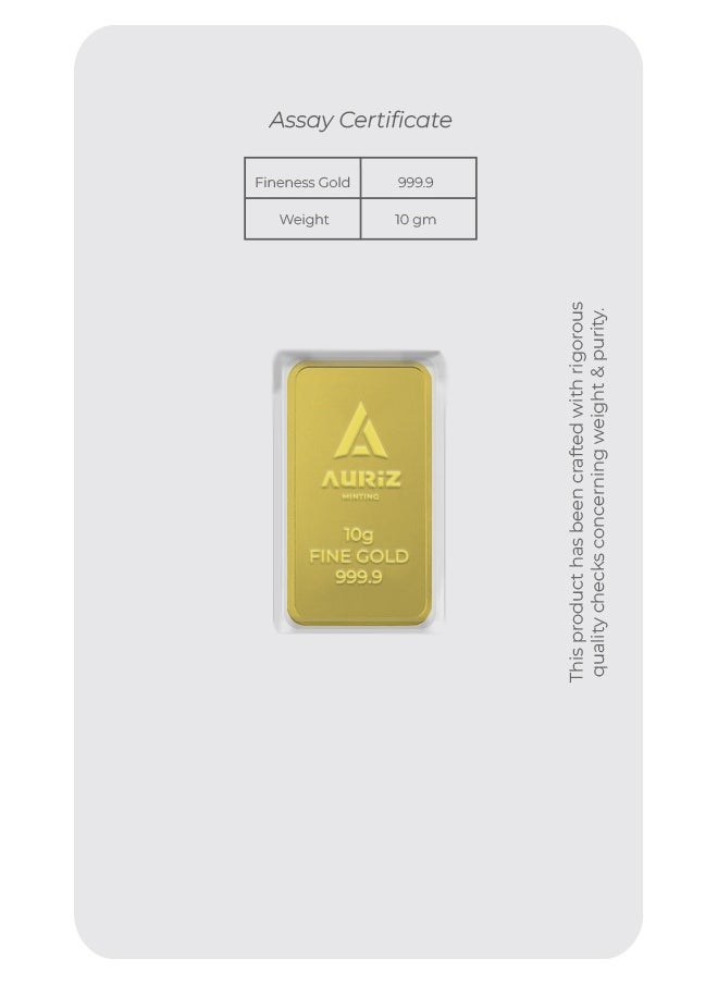 AURIZ MINTING - Auriz Minting 10gm 24K Investment Gold Bars - Image 1