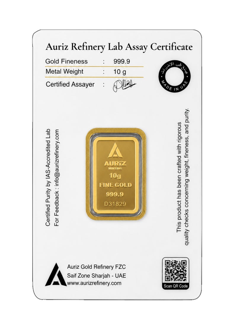 Auriz Minting 10gm 24K Investment Gold Bars(With invoice) - Image 2