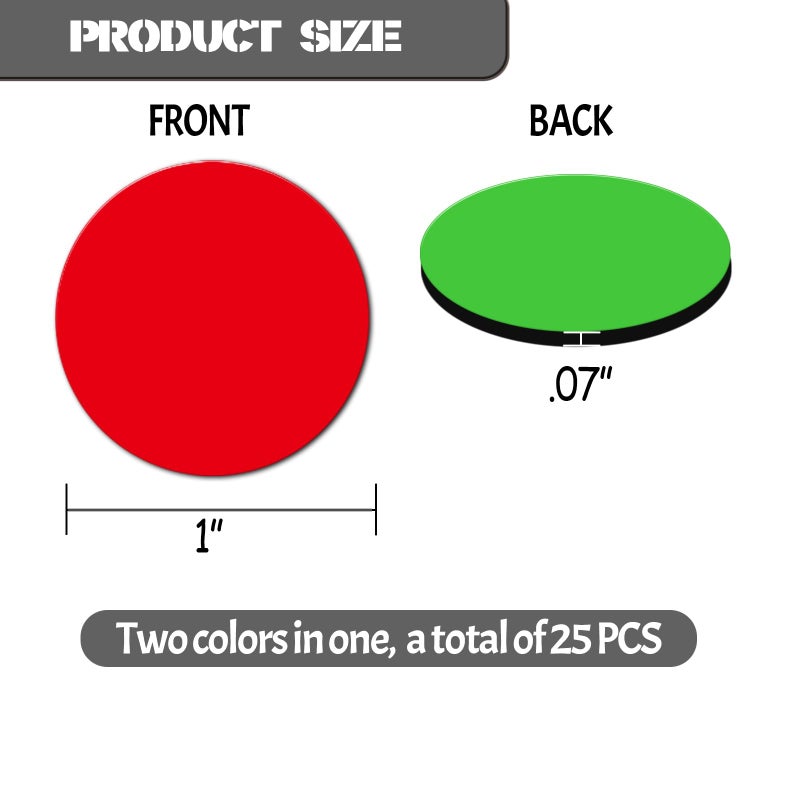 Magrooyar 25 Pcs 1â€ Double-Sided Red Green Magnets, Flip Over Colored Magnetic Dots for Whiteboard, Refrigerator, Office (25, Red/Green-Colors) - Image 2