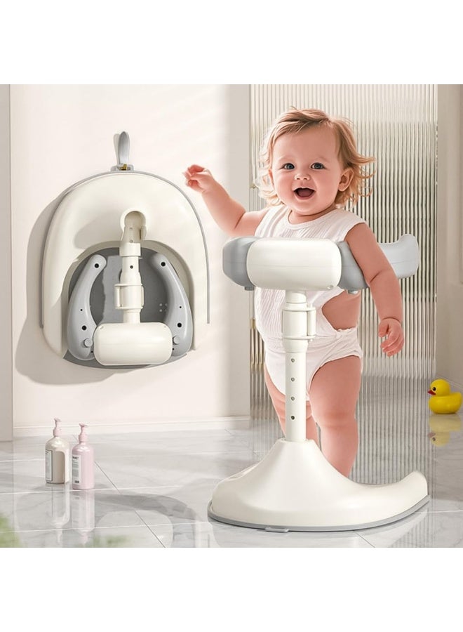 JoyousSto Portable Baby Bath Adjustable Infant Shower Stand Foldable,Baby Bath Support, Baby Bath Tub, Infant Bathtub, Infant Bath Chair, Foldable Baby Bath Stand with Anti-Slip Base, Adjustable Bath 