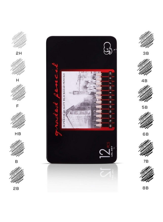 ABOUT SPACE Artist Pencil for Sketching Drawing Art Pack of 12 with Metal Case B 2B 3B 4B 5B 6B 7B 8B HB H 2H F - Image 2
