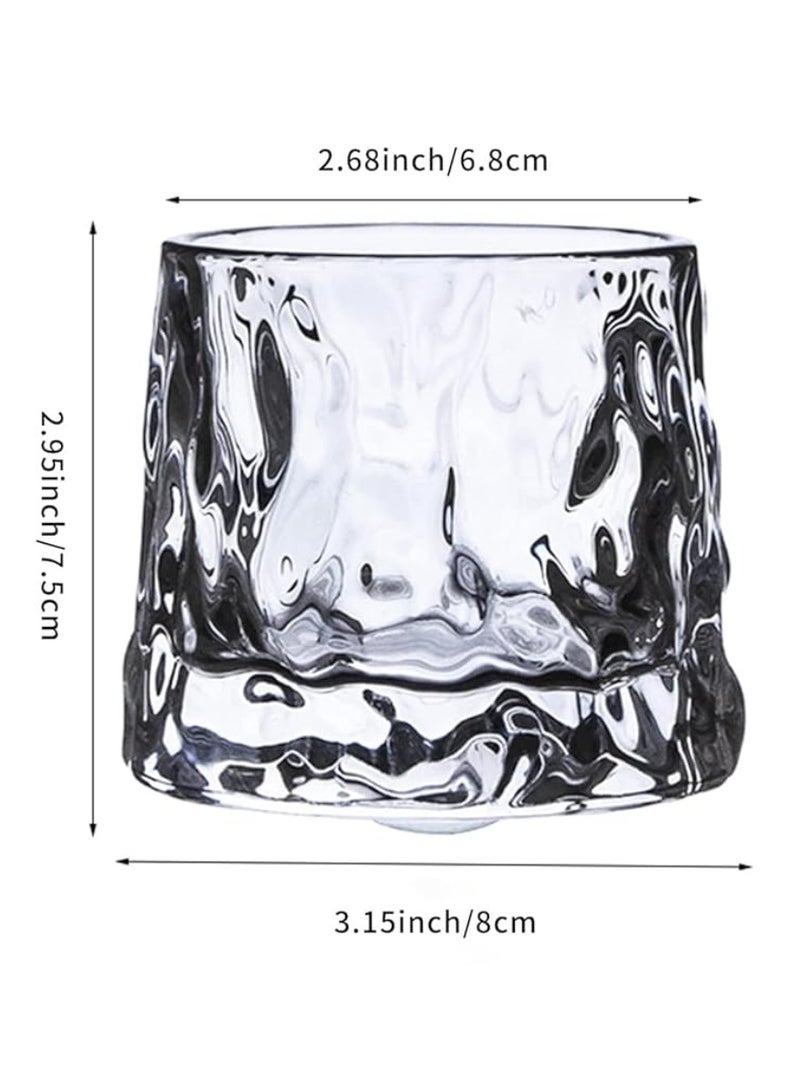 Vitacelli Rotatable Tumbler Crystal Glass Cups,160ML Drinking Glasses with Creative Walnut Coasters - Image 2
