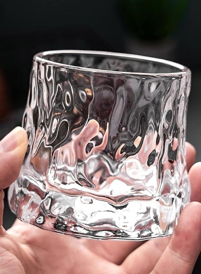 Vitacelli Rotatable Tumbler Crystal Glass Cups,160ML Drinking Glasses with Creative Walnut Coasters - Image 3