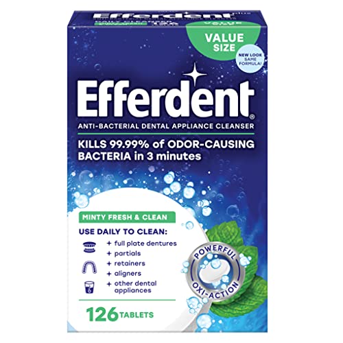 Efferdent Efferdent Retainer Cleaning Tablets Denture Cleaning Tablets for Dental Appliances Minty Fresh Clean 126 Count