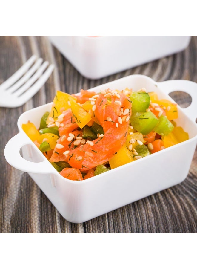 Restaurantware 3 Ounce Mini Serving Dishes, 100 Disposable Mini Appetizer Dishes - Mimics The Look Of Cocottes, Rectangle, White Plastic Mini Casserole Dishes, Serve Snacks Or Desserts - Image 3