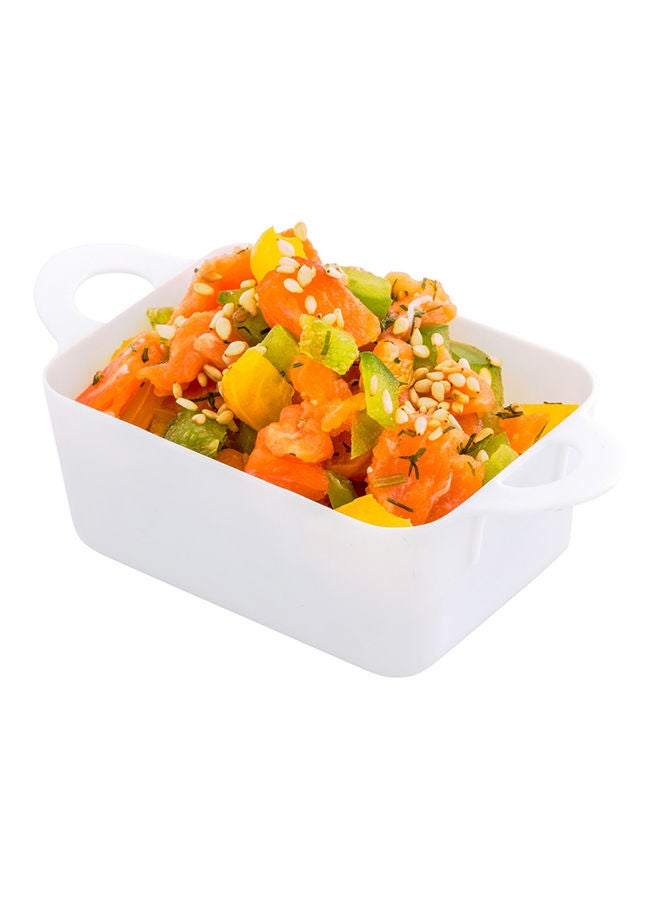 Restaurantware 3 Ounce Mini Serving Dishes, 100 Disposable Mini Appetizer Dishes - Mimics The Look Of Cocottes, Rectangle, White Plastic Mini Casserole Dishes, Serve Snacks Or Desserts - Image 5