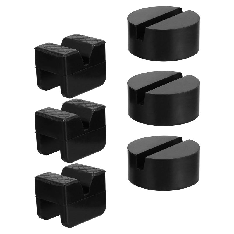 6pcs Rubber Jack Pads - Anti- Vehicle Jack Support Block Adapter - Shock Absorbing Rubber Isolation Pad For Car Maintenance Repair Shop - Image 1