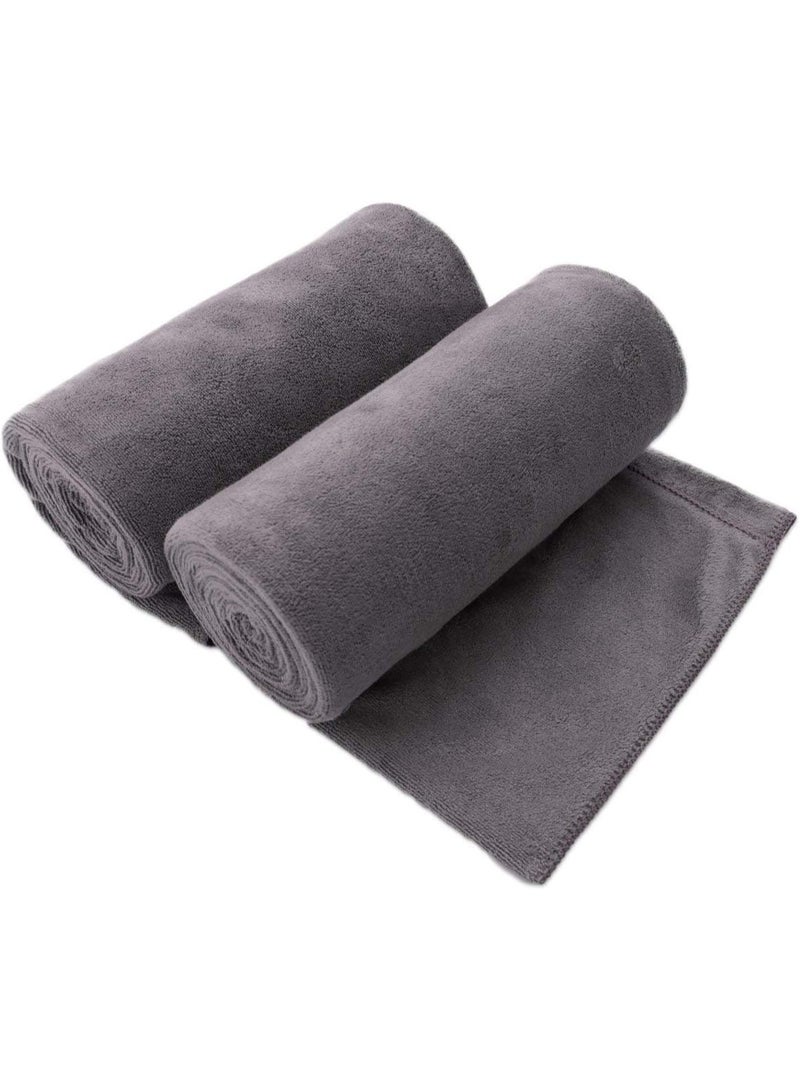 JML Microfiber Bath Towel 2 Pack(30" x 60"), Oversized Thick Towels, Soft, Super Absorbent and Fast Drying, No Fading Multipurpose Use for Sports, Travel, Fitness, Yoga, 30 in 60 in, Grey Count - Image 1