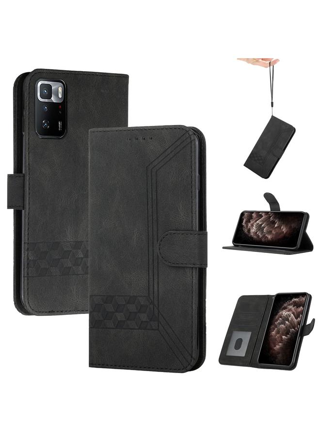 The Bros Case For Xiaomi Redmi Note 10 Pro 5G Cubic Skin Feel Flip Leather Phone Case