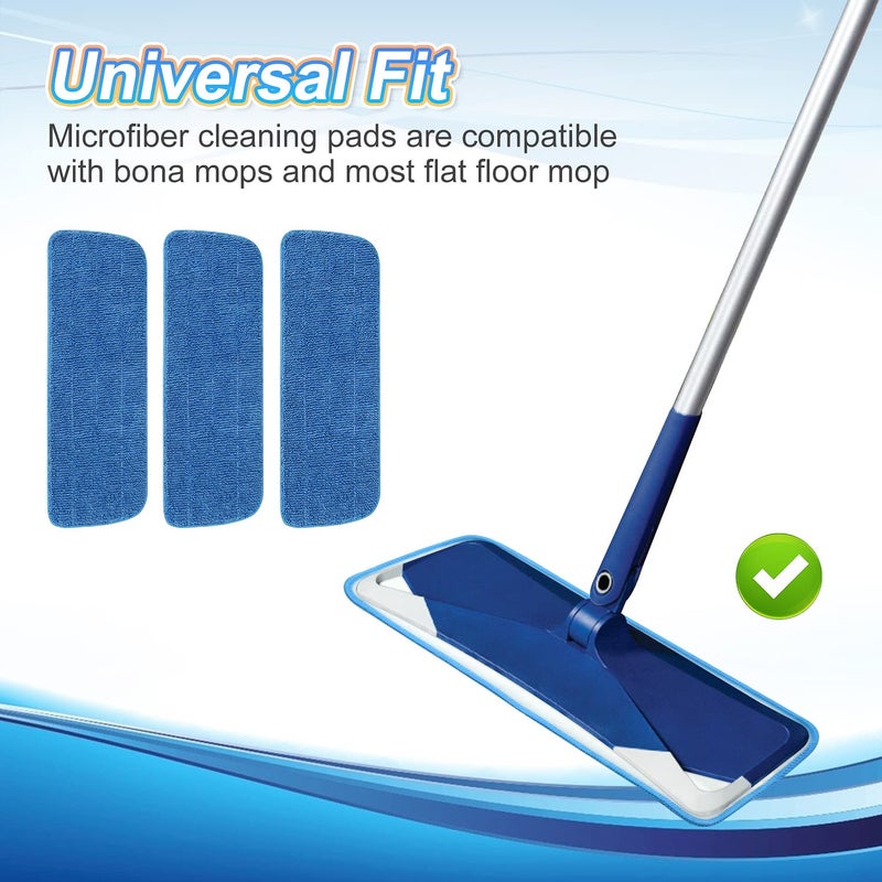 GFRED 3 Pack Microfiber Mop Pads Replacement for Wet/Dry Mop Floor Cleaning Reusable Mop Pads Refills for Spray Floor Mops Compatible with Bona Floor Care System and Any Microfiber Flat Spray Mop - Image 2