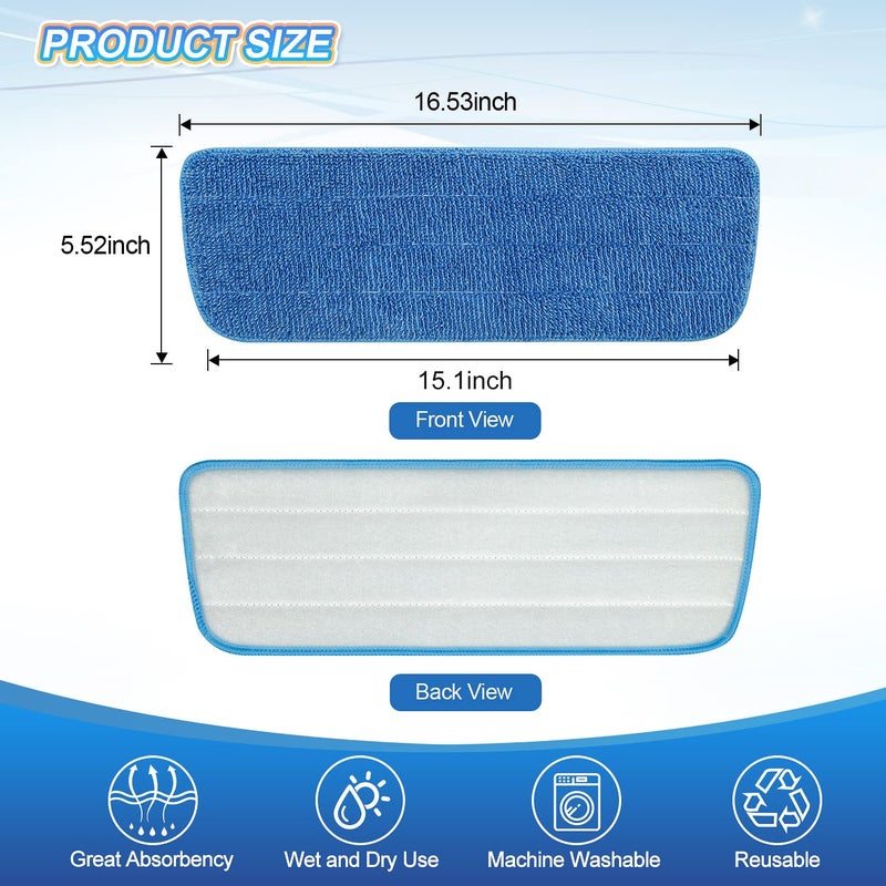 GFRED 3 Pack Microfiber Mop Pads Replacement for Wet/Dry Mop Floor Cleaning Reusable Mop Pads Refills for Spray Floor Mops Compatible with Bona Floor Care System and Any Microfiber Flat Spray Mop - Image 5