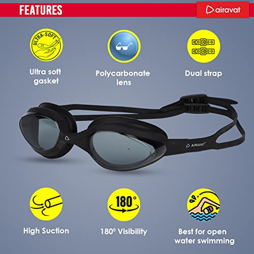 Airavat Swimming Kit, 0003 Swimming Set for Men & Women with Swimming Goggles Case, Swim Goggle, Earplugs & Swim Cap, Anti-Fog & Uv Protected, High Elasticated with Silicone Material (Black) - Image 4