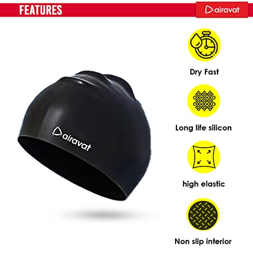 Airavat Swimming Kit, 0003 Swimming Set for Men & Women with Swimming Goggles Case, Swim Goggle, Earplugs & Swim Cap, Anti-Fog & Uv Protected, High Elasticated with Silicone Material (Black) - Image 3