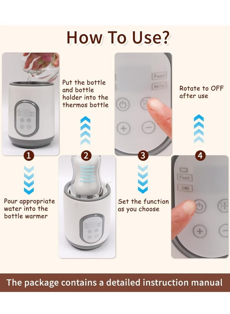 MIXDE Baby Bottle Warmer, Fast and Versatile Bottle Sterilizer and Food Warmer With Smart Temperature Control and Timer, Suitable For Breast Milk or Formula Milk, With Defrost, Keep Warm, Warm Baby Food Jar Functions - Image 5
